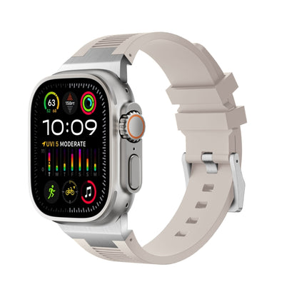 For Apple Watch Ultra 49mm Loners Liquid Silicone Watch Band(Silver Starlight) by bashfashion