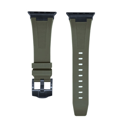 For Apple Watch Series 8 45mm Loners Liquid Silicone Watch Band(Black Green) by bashfashion