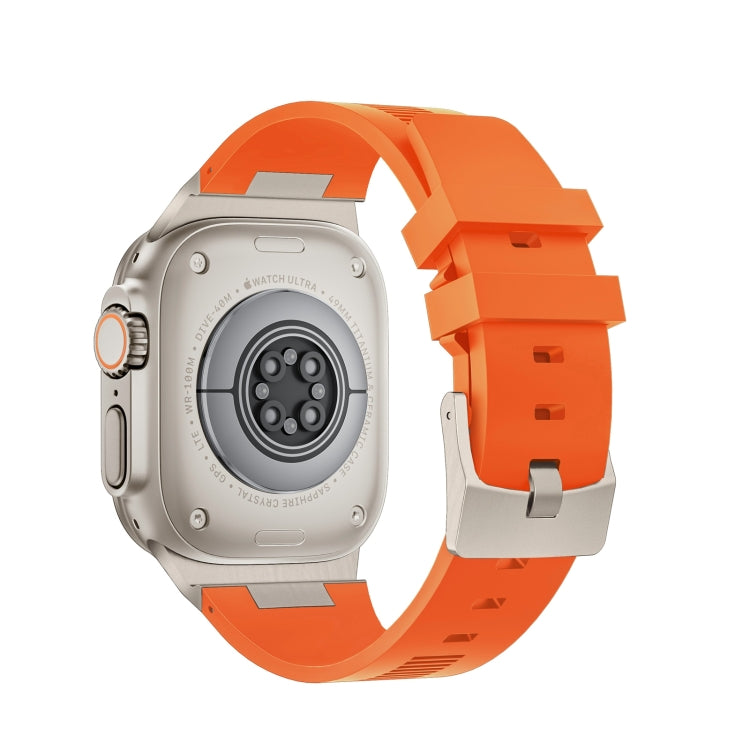 For Apple Watch Series 8 45mm Loners Liquid Silicone Watch Band(Titanium Orange) by bashfashion