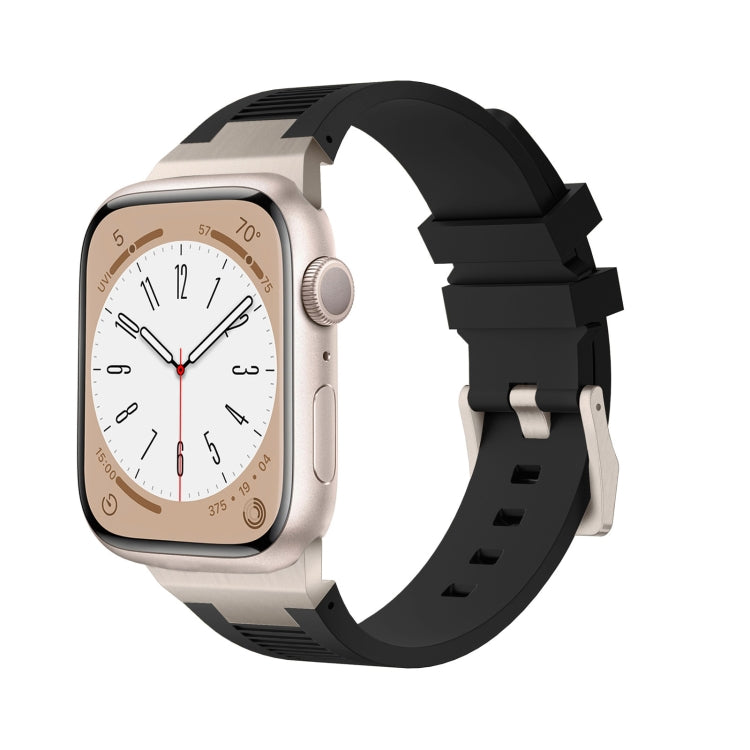 For Apple Watch Series 8 45mm Loners Liquid Silicone Watch Band(Titanium Black) by bashfashion