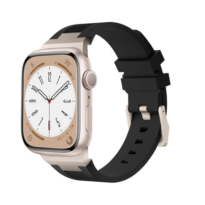 For Apple Watch Series 8 45mm Loners Liquid Silicone Watch Band(Titanium Black) by bashfashion