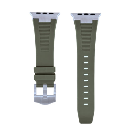 For Apple Watch Series 8 45mm Loners Liquid Silicone Watch Band(Titanium Green) by bashfashion