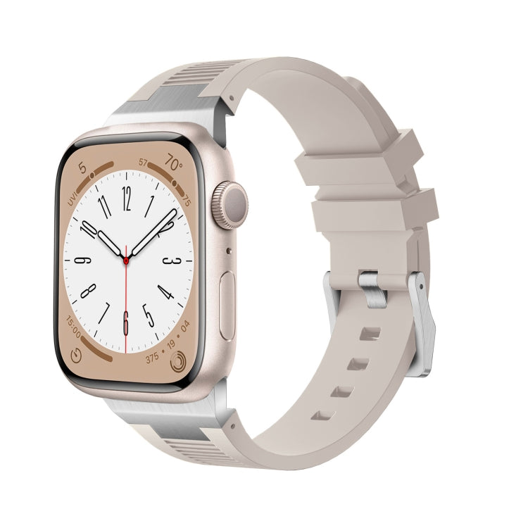 For Apple Watch Series 8 45mm Loners Liquid Silicone Watch Band(Silver Starlight) by bashfashion