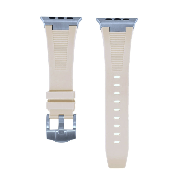 For Apple Watch Series 8 45mm Loners Liquid Silicone Watch Band(Silver Starlight) by bashfashion