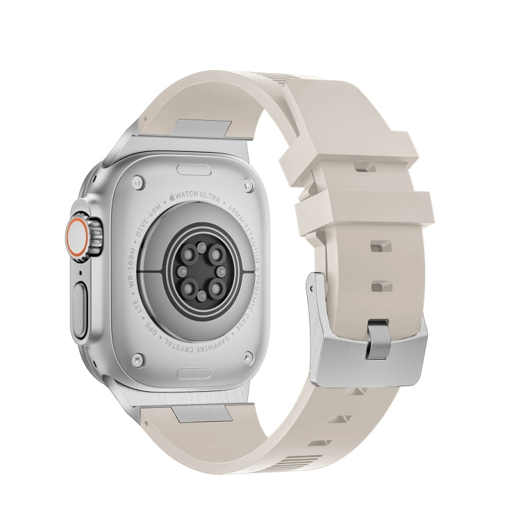 For Apple Watch Series 8 45mm Loners Liquid Silicone Watch Band(Silver Starlight) by bashfashion