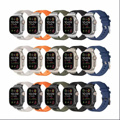 For Apple Watch Series 8 45mm Loners Liquid Silicone Watch Band(Titanium Orange) by bashfashion