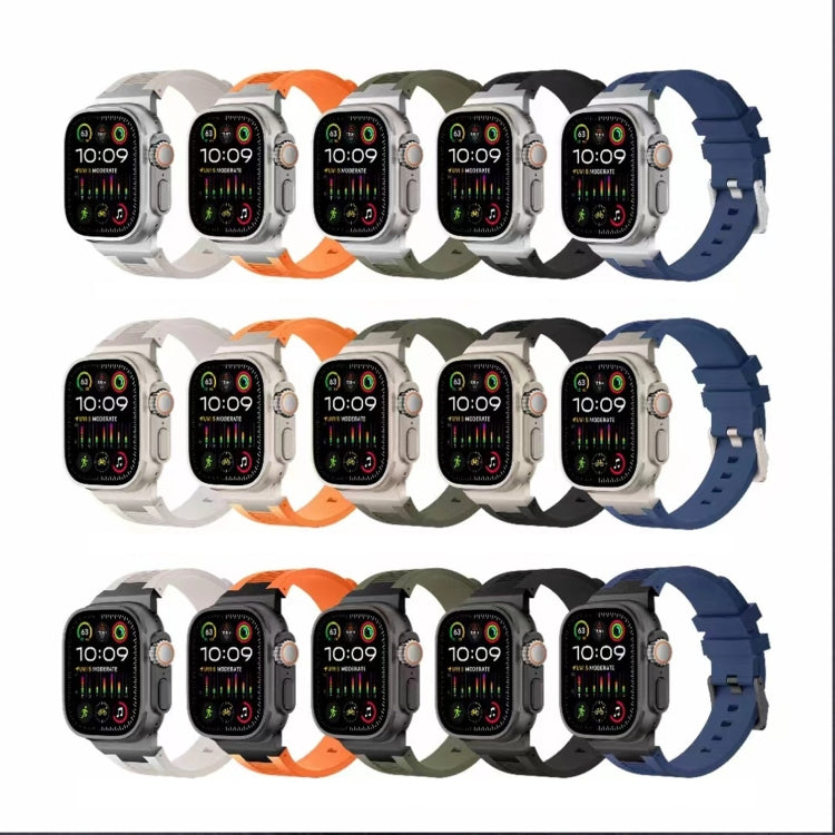 For Apple Watch Ultra 2 49mm Loners Liquid Silicone Watch Band(Silver Starlight) by bashfashion