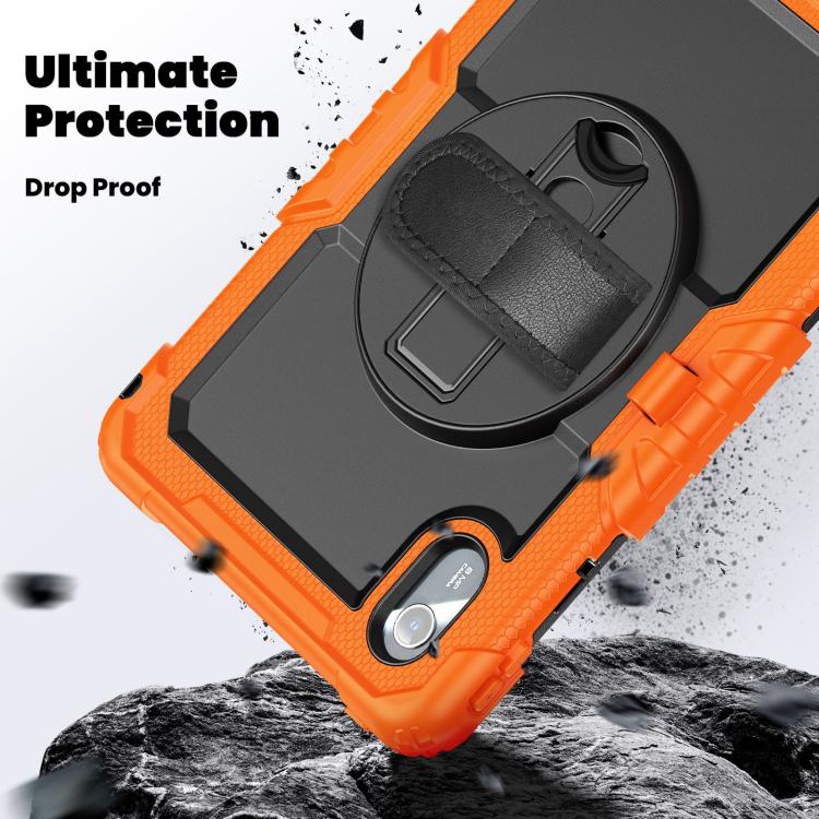 For Lenovo Xiaoxin Pad 2024 / 2025 Silicone Hybrid PC Tablet Case with Shoulder Strap(Orange) by bashfashion