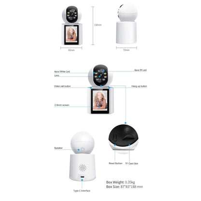 ESCAM QF104 One Click Video Call 3MP Indoor Humanoid Detection Audible Alarm Color Night Version Smart WiFi Camera, UK Plug by ESCAM