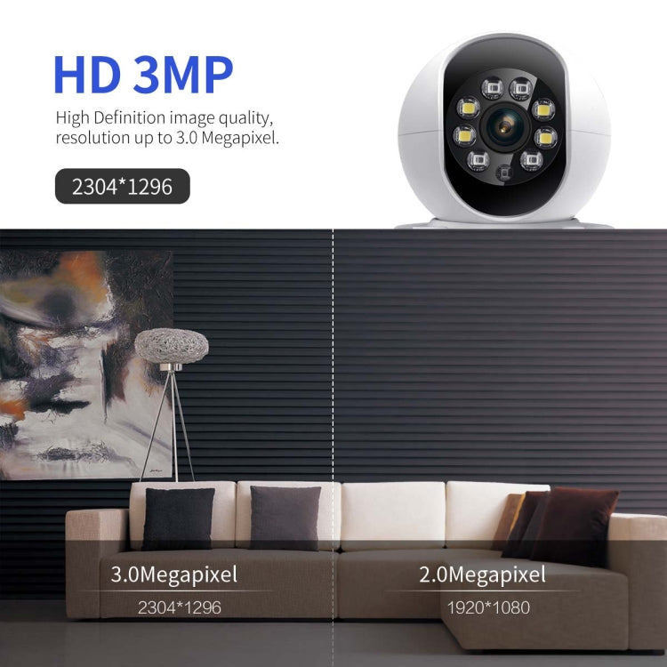 ESCAM QF104 One Click Video Call 3MP Indoor Humanoid Detection Audible Alarm Color Night Version Smart WiFi Camera, US Plug by ESCAM