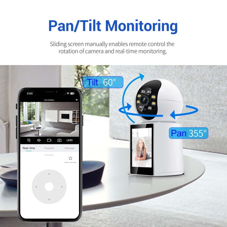ESCAM QF104 One Click Video Call 3MP Indoor Humanoid Detection Audible Alarm Color Night Version Smart WiFi Camera, US Plug by ESCAM