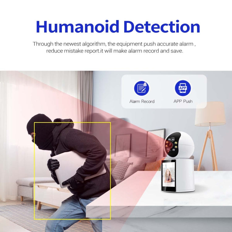 ESCAM QF104 One Click Video Call 3MP Indoor Humanoid Detection Audible Alarm Color Night Version Smart WiFi Camera, UK Plug by ESCAM