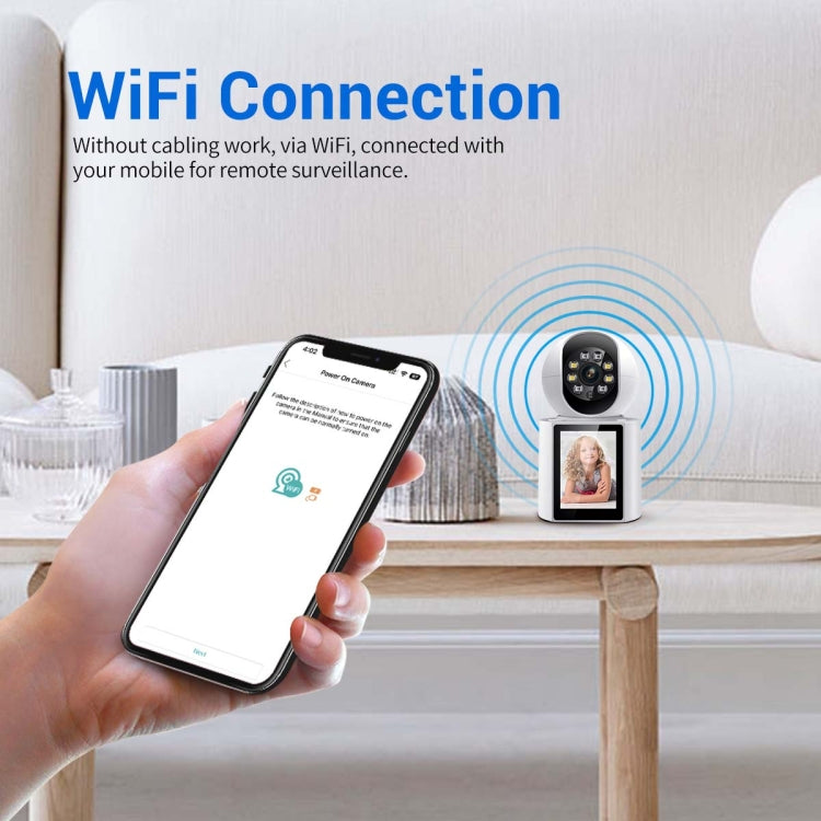 ESCAM QF104 One Click Video Call 3MP Indoor Humanoid Detection Audible Alarm Color Night Version Smart WiFi Camera, US Plug by ESCAM
