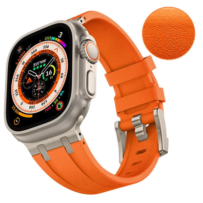 For Apple Watch Ultra 2 49mm Stone Grain Liquid Silicone Watch Band(Titanium Orange) by bashfashion
