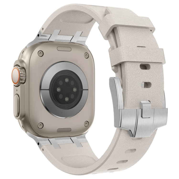For Apple Watch Ultra 2 49mm Stone Grain Liquid Silicone Watch Band(Silver Starlight) by bashfashion