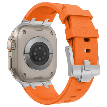 For Apple Watch Series 9 45mm Stone Grain Liquid Silicone Watch Band(Sliver Orange) by bashfashion