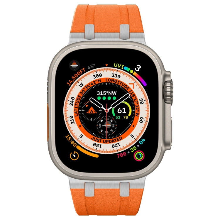 For Apple Watch Series 9 45mm Stone Grain Liquid Silicone Watch Band(Sliver Orange) by bashfashion