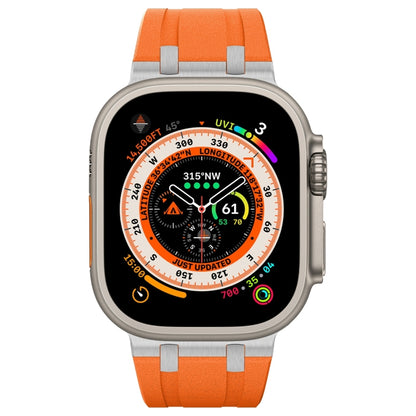 For Apple Watch Series 9 45mm Stone Grain Liquid Silicone Watch Band(Sliver Orange) by bashfashion