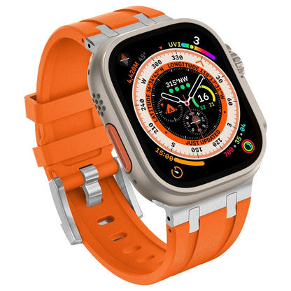 For Apple Watch Series 9 45mm Stone Grain Liquid Silicone Watch Band(Sliver Orange) by bashfashion