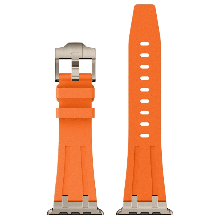 For Apple Watch Ultra 49mm Stone Grain Liquid Silicone Watch Band(Titanium Orange) by bashfashion