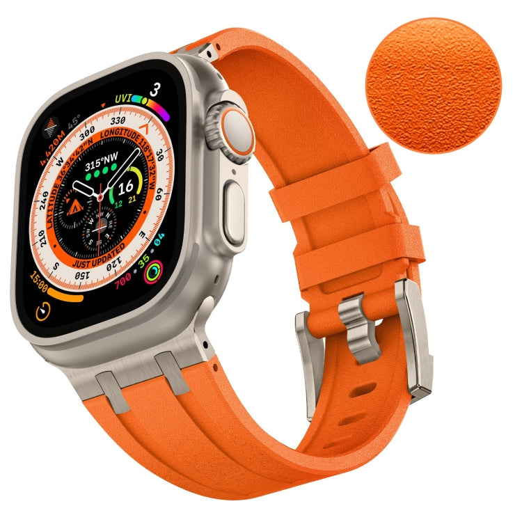 For Apple Watch Ultra 49mm Stone Grain Liquid Silicone Watch Band(Titanium Orange) by bashfashion