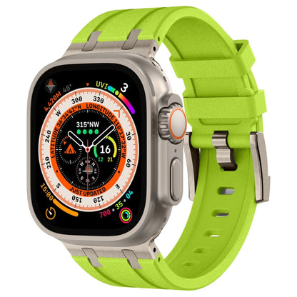 For Apple Watch Ultra 49mm Stone Grain Liquid Silicone Watch Band(Titanium Green) by bashfashion