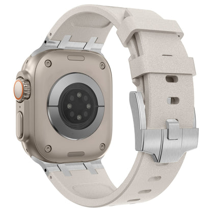 For Apple Watch Ultra 49mm Stone Grain Liquid Silicone Watch Band(Silver Starlight) by bashfashion