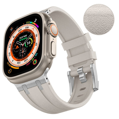 For Apple Watch Ultra 49mm Stone Grain Liquid Silicone Watch Band(Silver Starlight) by bashfashion