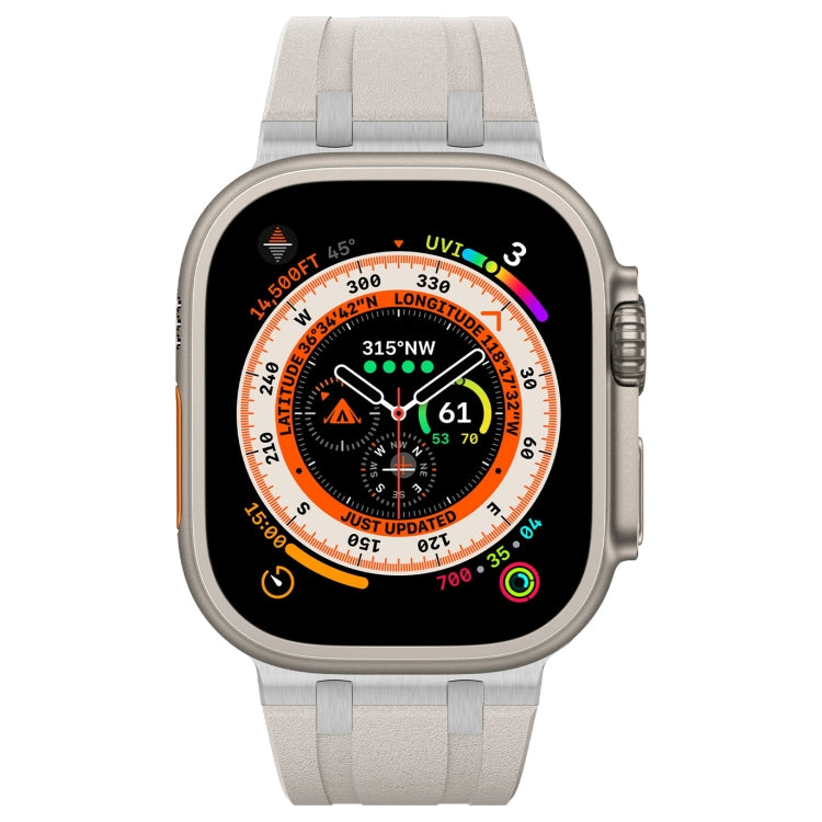 For Apple Watch Ultra 49mm Stone Grain Liquid Silicone Watch Band(Silver Starlight) by bashfashion