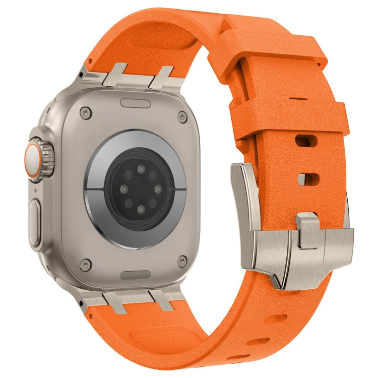 For Apple Watch Series 8 45mm Stone Grain Liquid Silicone Watch Band(Titanium Orange) by bashfashion