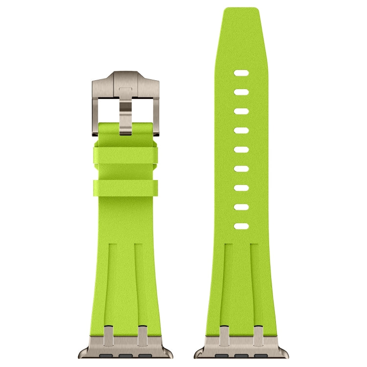 For Apple Watch Series 8 45mm Stone Grain Liquid Silicone Watch Band(Titanium Green) by bashfashion