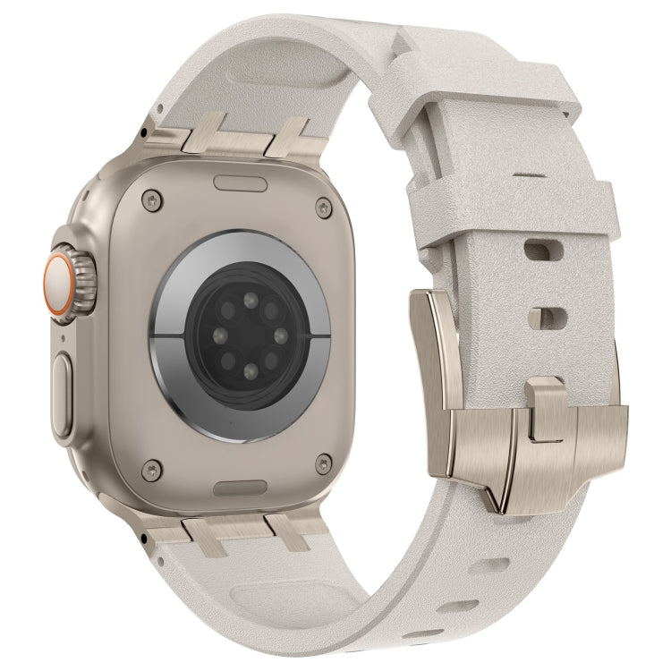 For Apple Watch Series 7 45mm Stone Grain Liquid Silicone Watch Band(Titanium Starlight) by bashfashion