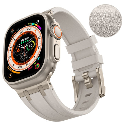 For Apple Watch Series 7 45mm Stone Grain Liquid Silicone Watch Band(Titanium Starlight) by bashfashion