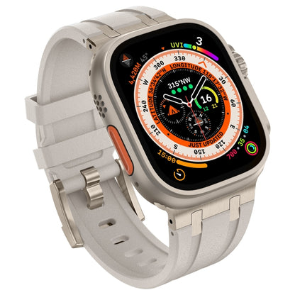 For Apple Watch Series 7 45mm Stone Grain Liquid Silicone Watch Band(Titanium Starlight) by bashfashion