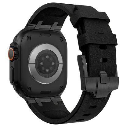 For Apple Watch Series 6 44mm Stone Grain Liquid Silicone Watch Band(Black Black) by bashfashion
