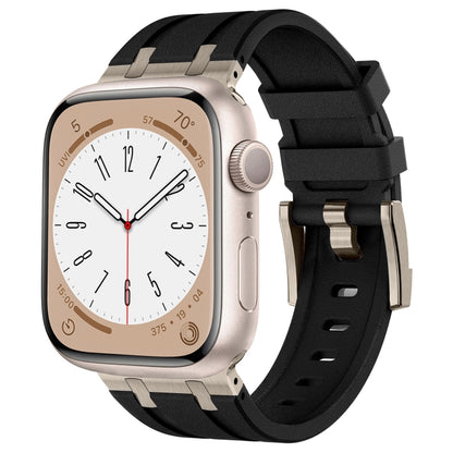 For Apple Watch Series 6 44mm Stone Grain Liquid Silicone Watch Band(Titanium Black) by bashfashion