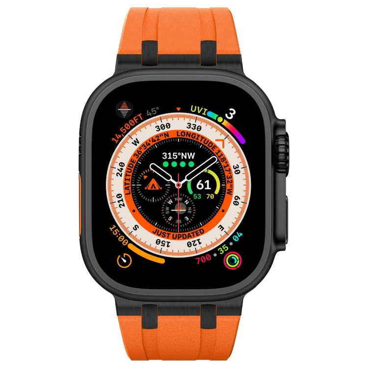 For Apple Watch Series 5 44mm Stone Grain Liquid Silicone Watch Band(Black Orange) by bashfashion