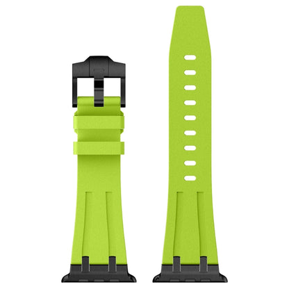 For Apple Watch Series 5 44mm Stone Grain Liquid Silicone Watch Band(Black Green) by bashfashion