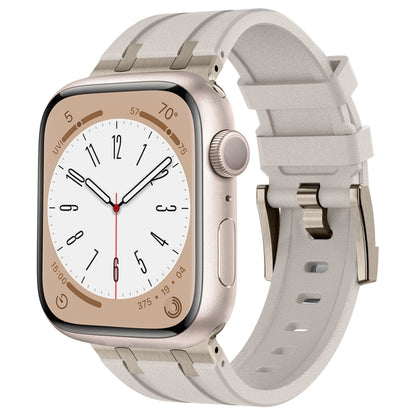 For Apple Watch Series 5 44mm Stone Grain Liquid Silicone Watch Band(Titanium Starlight) by bashfashion