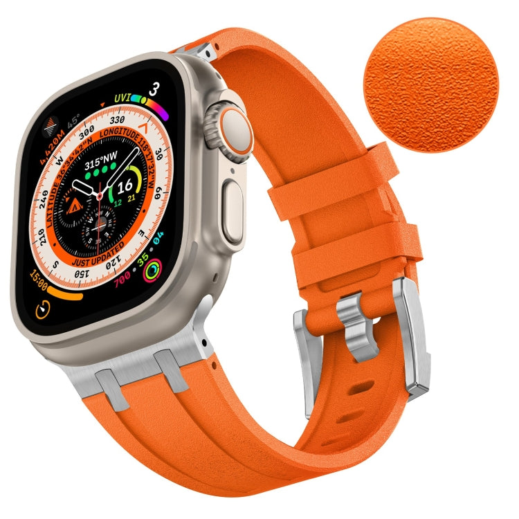 For Apple Watch Series 5 44mm Stone Grain Liquid Silicone Watch Band(Sliver Orange) by bashfashion