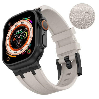 For Apple Watch Series 3 42mm Stone Grain Liquid Silicone Watch Band(Black Starlight) by bashfashion