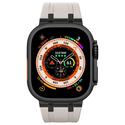 For Apple Watch Series 3 42mm Stone Grain Liquid Silicone Watch Band(Black Starlight) by bashfashion