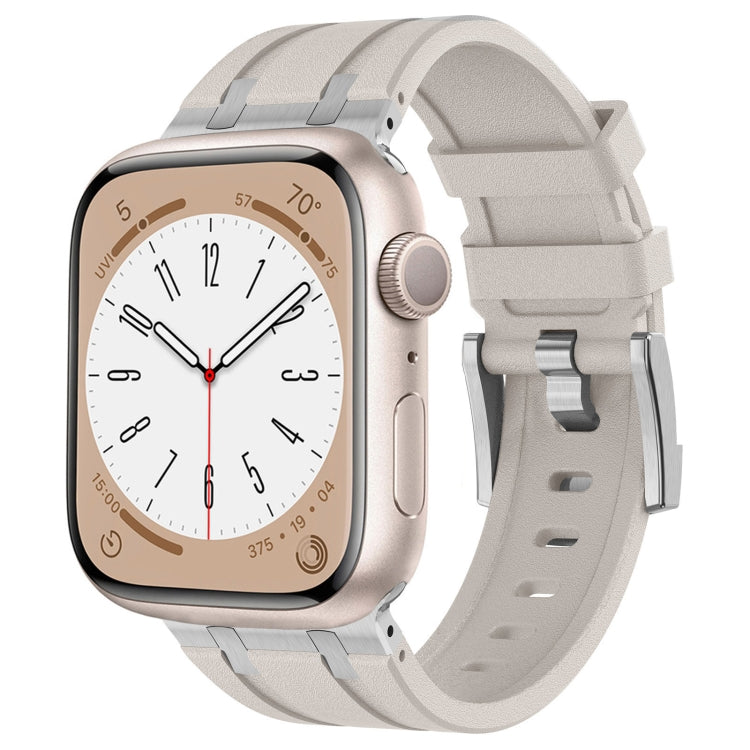 For Apple Watch Series 2 42mm Stone Grain Liquid Silicone Watch Band(Silver Starlight) by bashfashion