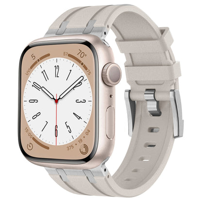 For Apple Watch Series 2 42mm Stone Grain Liquid Silicone Watch Band(Silver Starlight) by bashfashion