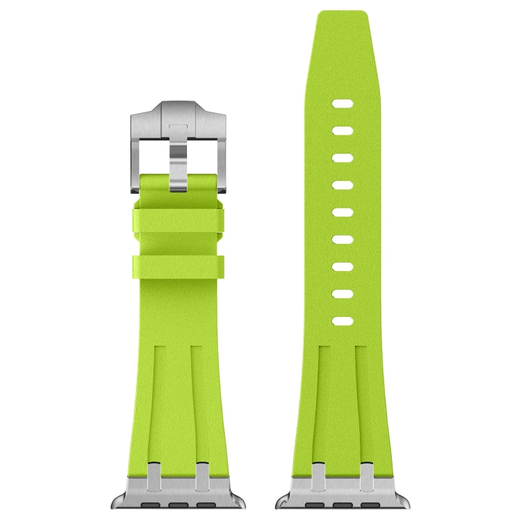 For Apple Watch 42mm Stone Grain Liquid Silicone Watch Band(Silver Green) by bashfashion