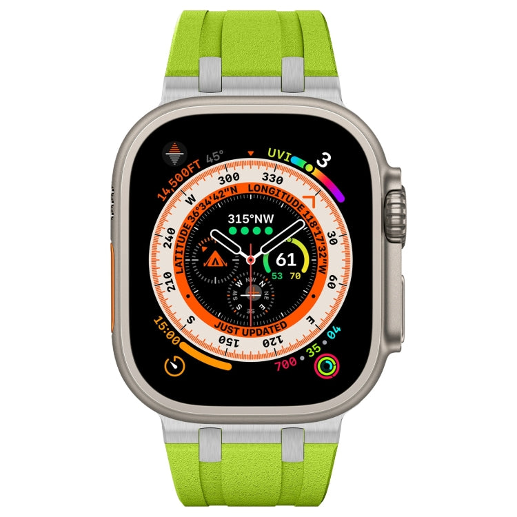 For Apple Watch 42mm Stone Grain Liquid Silicone Watch Band(Silver Green) by bashfashion