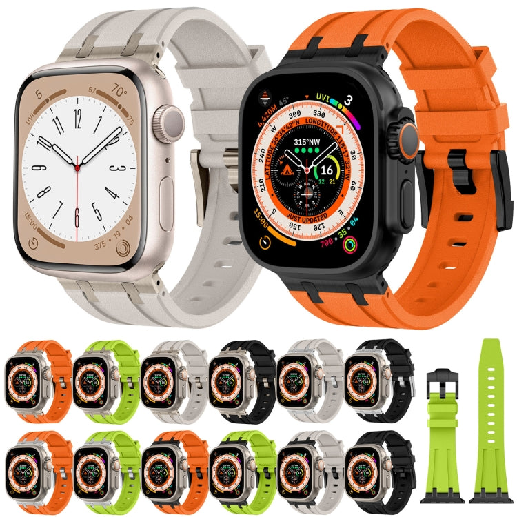 For Apple Watch Ultra 2 49mm Stone Grain Liquid Silicone Watch Band(Silver Starlight) by bashfashion