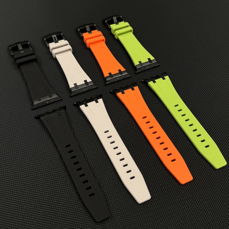 For Apple Watch 42mm Stone Grain Liquid Silicone Watch Band(Black Black) by bashfashion