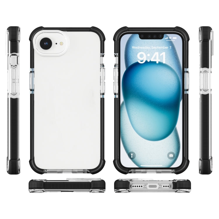 For iPhone 16e Acrylic Full Coverage Shockproof Phone Case(Black + Transparent) by bashfashion