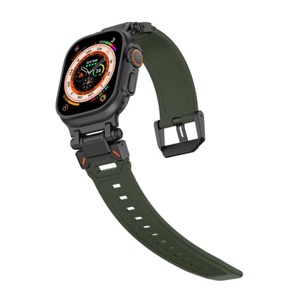 For Apple Watch SE 44mm Explorer TPU Watch Band(Black Green) by bashfashion